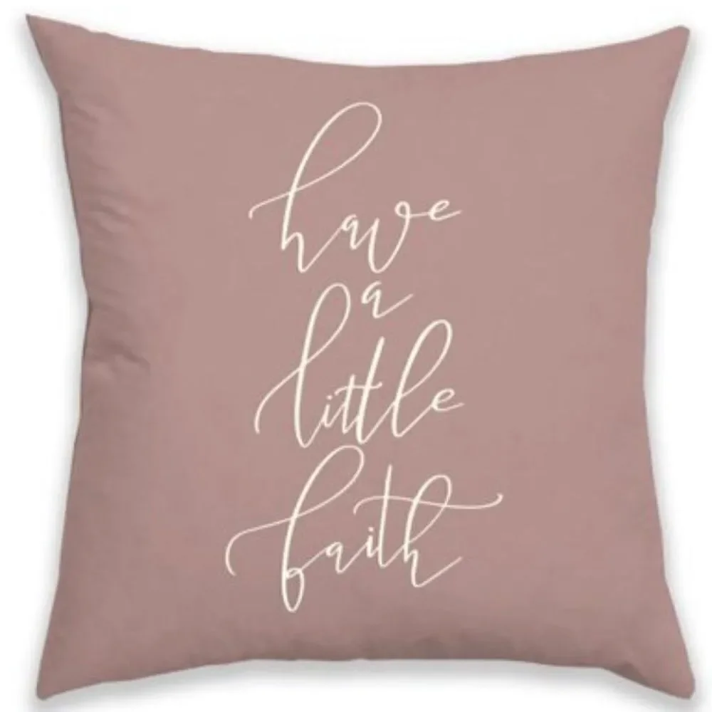 NWT Have a Little Faith 18×18 Pink / Ivory Reversible pillow/Cushion Cover Graph